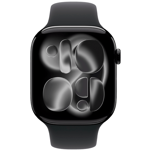 Apple Watch Series 11 46mm Zwart (Zwarte Rubberen Band M/L)